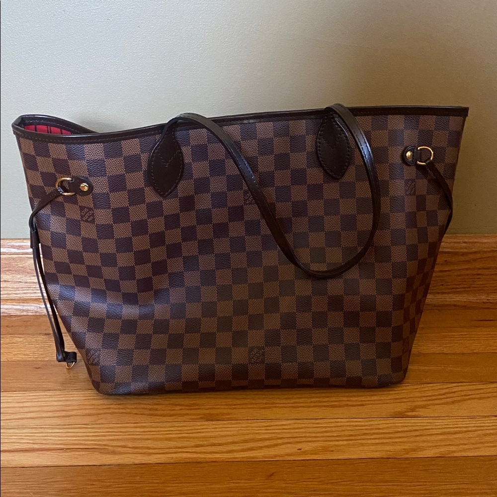 Louis Vuitton Brown and Red Checkered Tote
